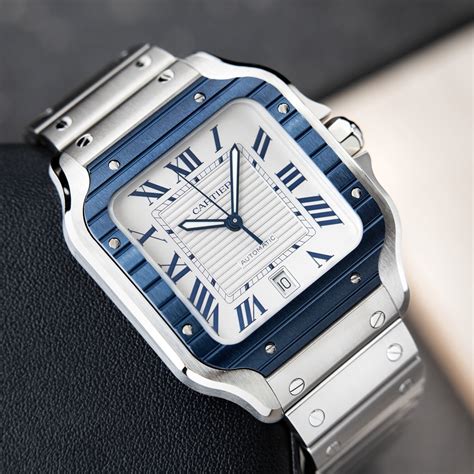 nouvelle cartier santos|cartier santos blue bezel.